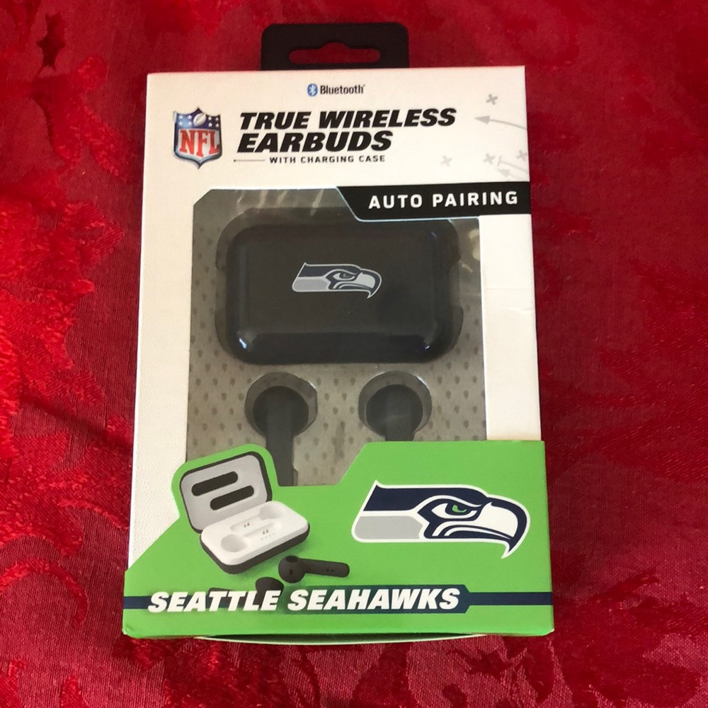 NFL Seattle Seahawks true wireless earbuds with charging case